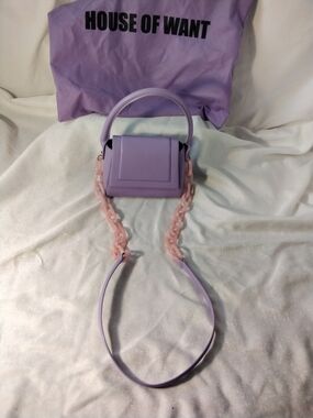 Lilac Mini Top-Handle Bag with Pink Chain Strap